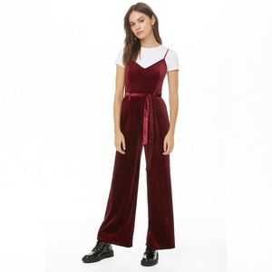 Burgundy Velvet Jumpsuit